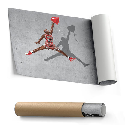 Michael Jordan Banksy Balloon Girl Canvas Art - NBA Street Art Decor