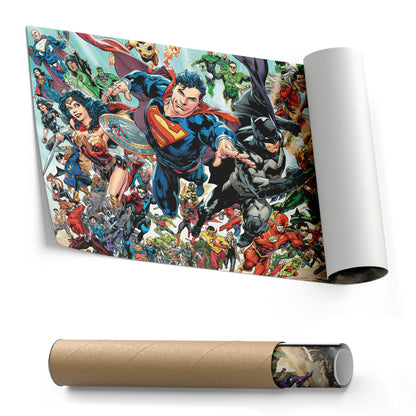 DC Superheroes Canvas Wall Art – Comics Print for Kids Room