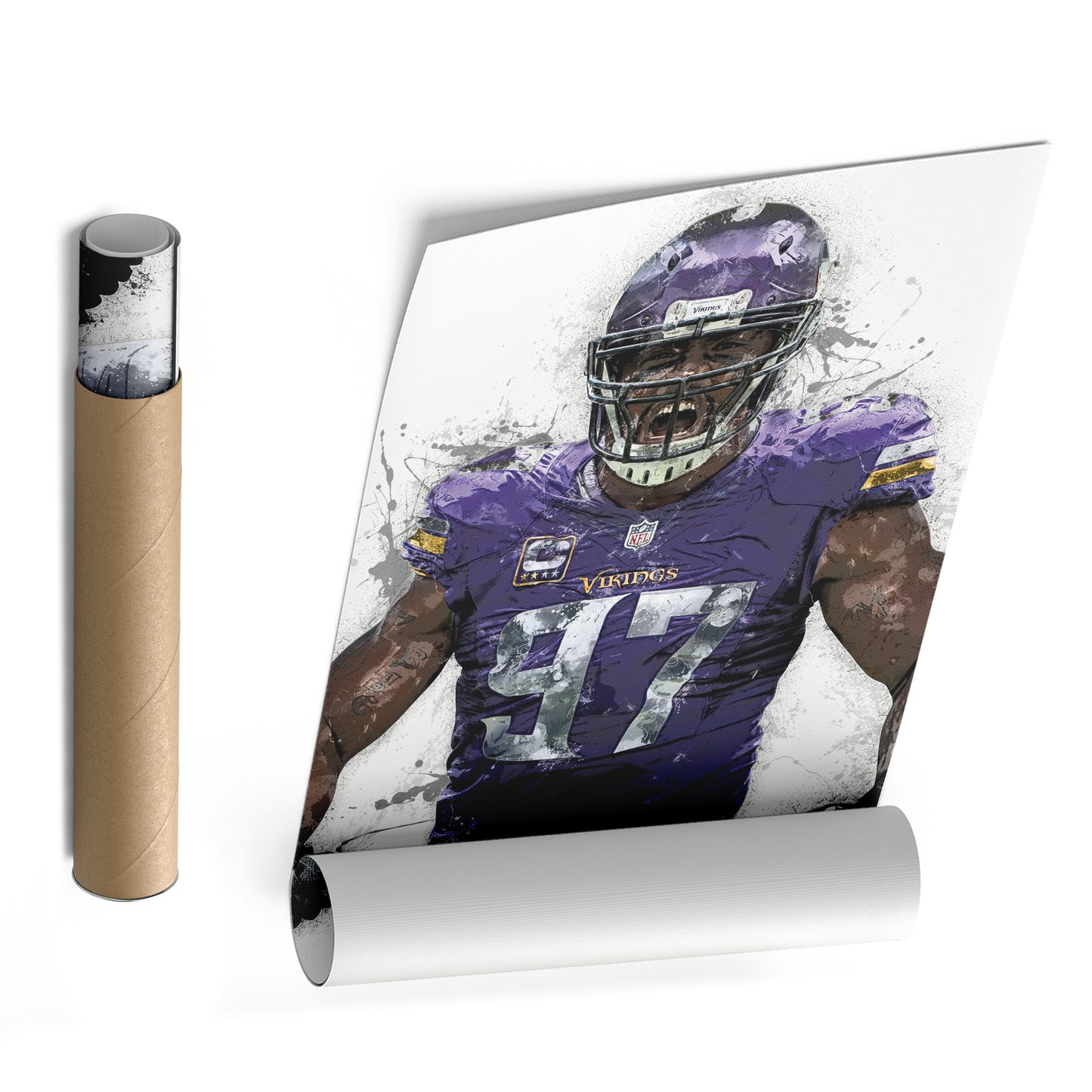Everson Griffen Canvas Art – Minnesota Vikings Wall Decor
