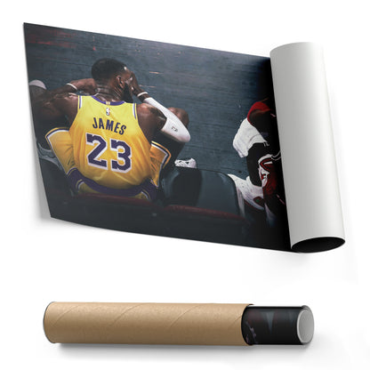 Michael Jordan & LeBron James Canvas – Lakers vs Bulls Wall Art