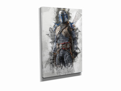 Jango Fett Poster Star Wars Painting Hand Made Posters Canvas Print Kids Wall Art Man Cave Gift Home Decor