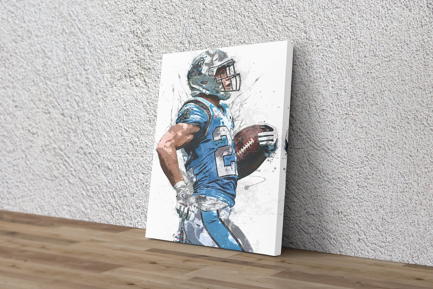 Christian McCaffrey Poster Carolina Panthers Football Painting Hand Made Posters Canvas Print Kids Wall Art Man Cave Gift Home Decor