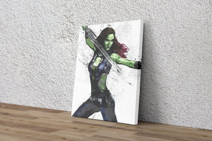 Gamora Poster Marvel Superhero Comics Guardians of the Galaxy Painting Hand Made Posters Canvas Print Kids Wall Art Man Cave Gift Home Decor