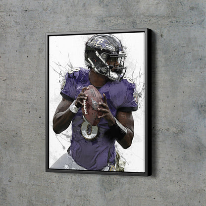 Lamar Jackson Art Poster Baltimore Ravens Football Hand Made Posters Canvas Framed Print Wall Kids Art Man Cave Gift Home Decor