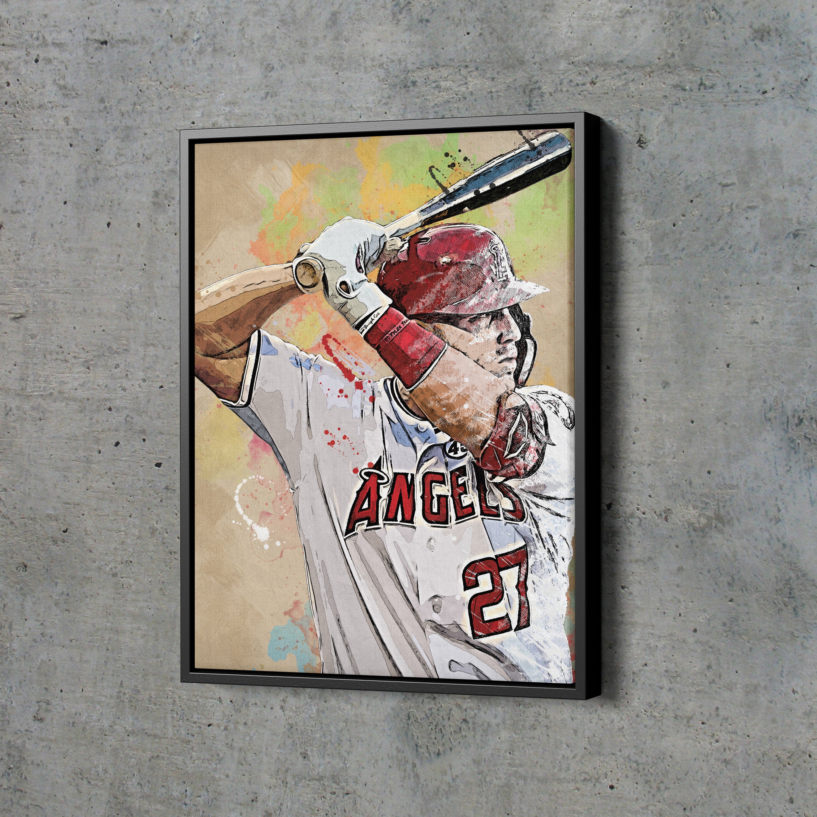 Mike Trout Poster Los Angeles Angels Baseball Hand Made Posters Canvas –  CanvasBlackArt