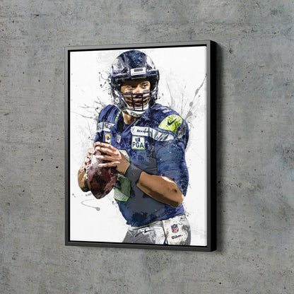 Russell Wilson Art Poster Seattle Seahawks Football Hand Made Posters Canvas Framed Print Wall Kids Art Man Cave Gift Home Decor