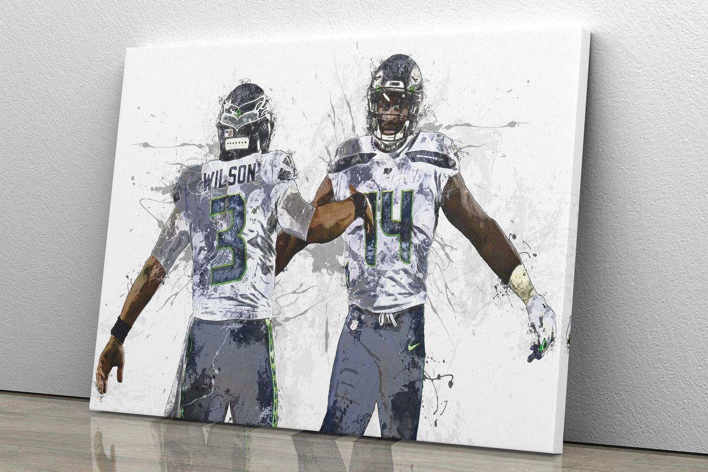 DK Metcalf Russell Wison Poster Seattle Seahawks Football Painting Hand Made Posters Canvas Print Wall Kids Art Man Cave Gift Home Decor