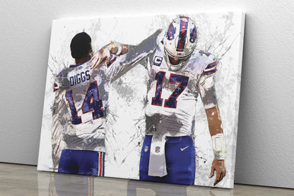 Josh Allen Stefon Diggs Poster Buffalo Bills Football Painting Hand Made Posters Canvas Print Kids Wall Art Home Man Cave Gift Decor