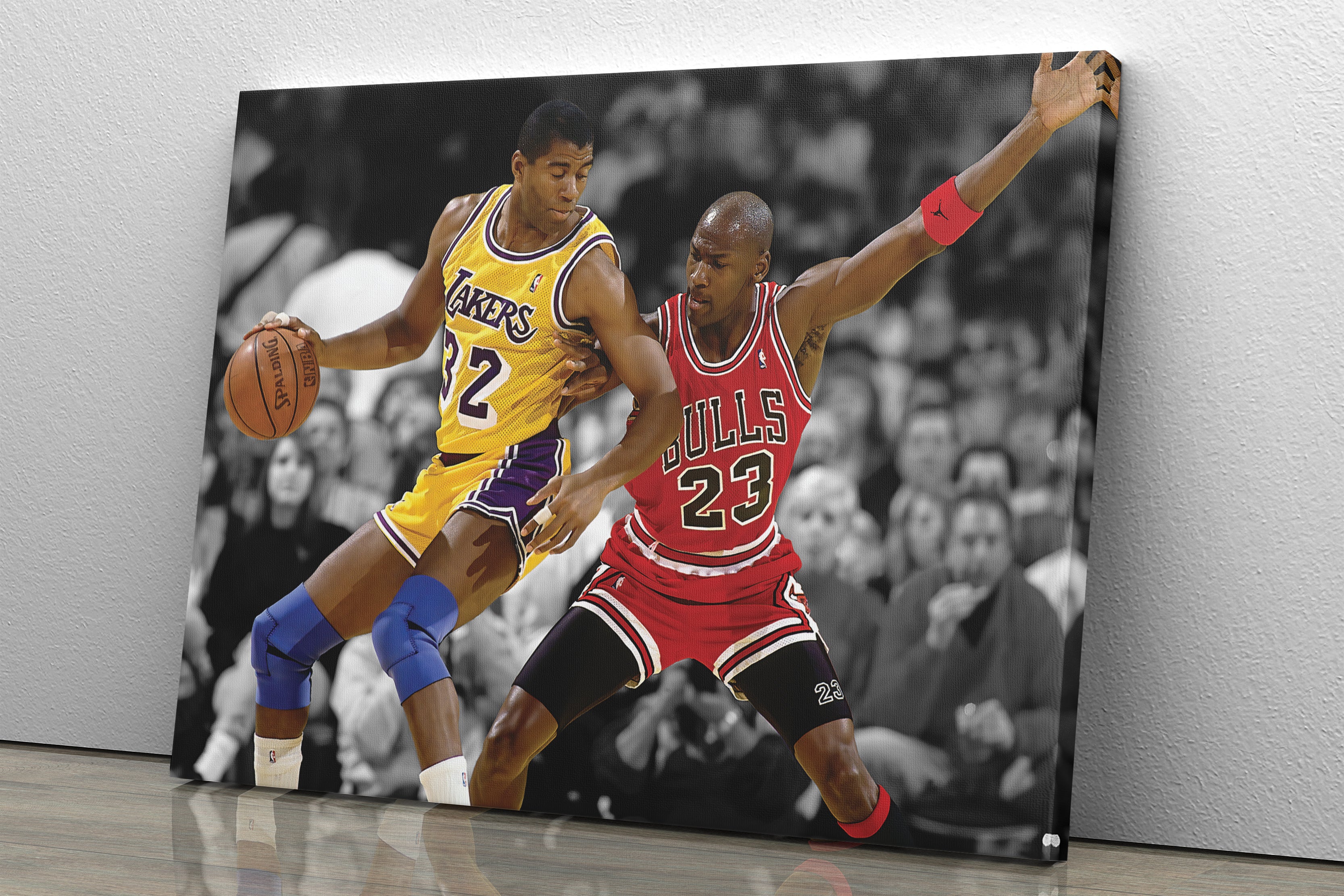 Michael Jordan Magic Johnson Poster Bulls Lakers Basketball Hand Made –  CanvasBlackArt