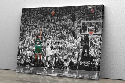 Paul Pierce Clutch Shot over James Poster Boston Celtics Basketball Hand Made Posters Canvas Print Kids Wall Art Man Cave Gift Home Decor
