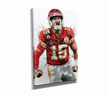 Patrick Mahomes Art Poster Kansas City Chiefs Football Hand Made Posters Canvas Print Kids Wall Art Man Cave Gift Home Decor