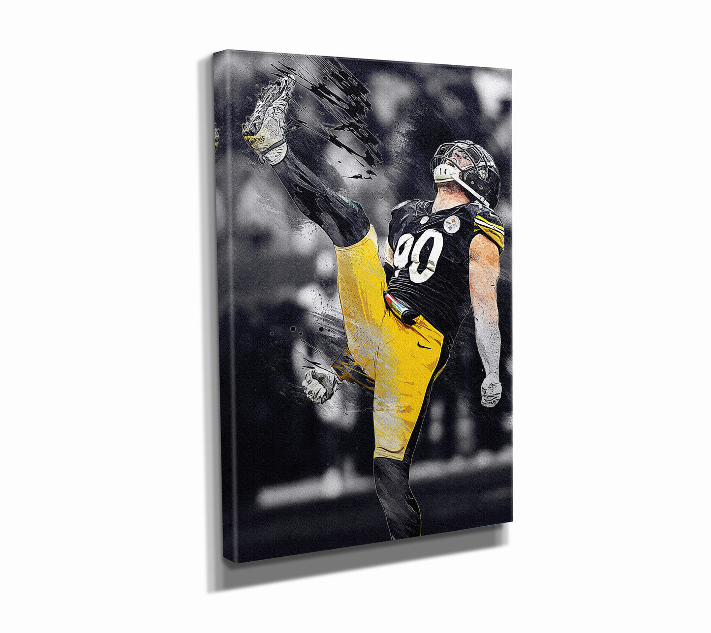 T.J.Watt Poster Celebration Pittsburgh Steelers Football Hand Made Posters Canvas Framed Print Wall Kids Art Man Cave Gift Home Decor