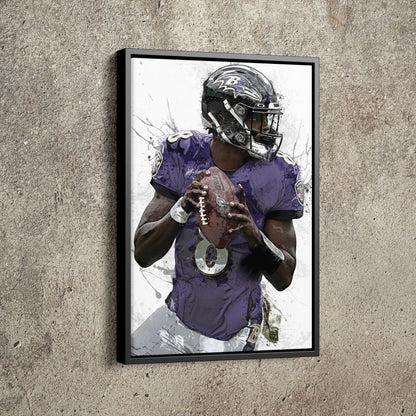 Lamar Jackson Art Poster Baltimore Ravens Football Hand Made Posters Canvas Framed Print Wall Kids Art Man Cave Gift Home Decor