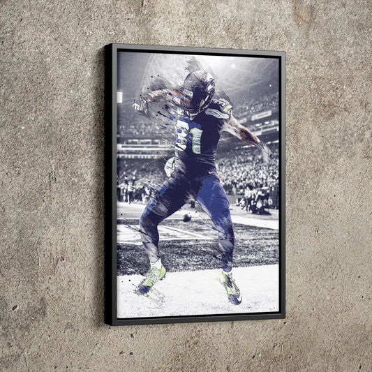 Kam Chancellor Celebration Poster Seattle Seahawks Football Hand Made Posters Canvas Print Wall Art Man Cave Gift Home Kids Decor