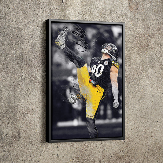 T.J.Watt Poster Celebration Pittsburgh Steelers Football Hand Made Posters Canvas Framed Print Wall Kids Art Man Cave Gift Home Decor