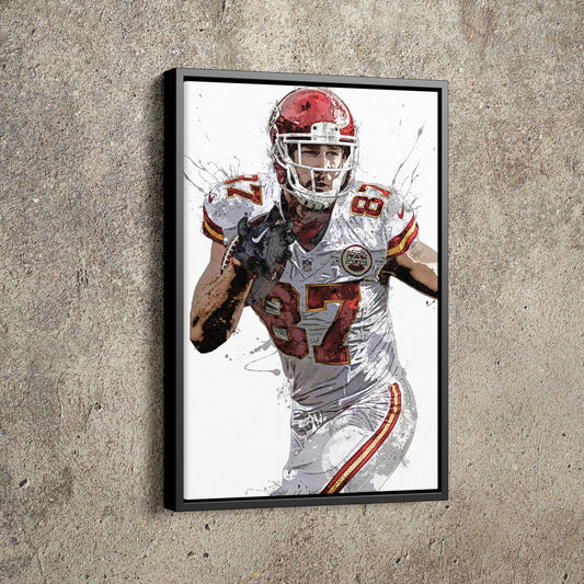 Travis Kelce Poster Kansas City Chiefs Painting Football Hand Made Posters Canvas Print Kids Wall Art Home Man Cave Gift Decor