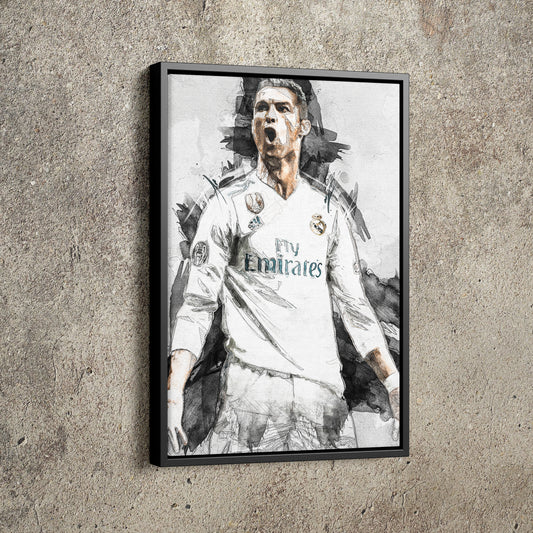 Cristiano Ronaldo Poster Real Madrid Soccer Player Hand Made Posters Canvas Framed Print Wall Kids Art Man Cave Gift Home Decor