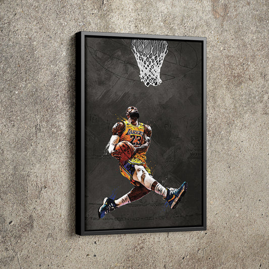 LeBron James Illustration Slam Dunk Poster Los Angeles Lakers Basketball Hand Made Posters Canvas Print Wall Art Home Decor