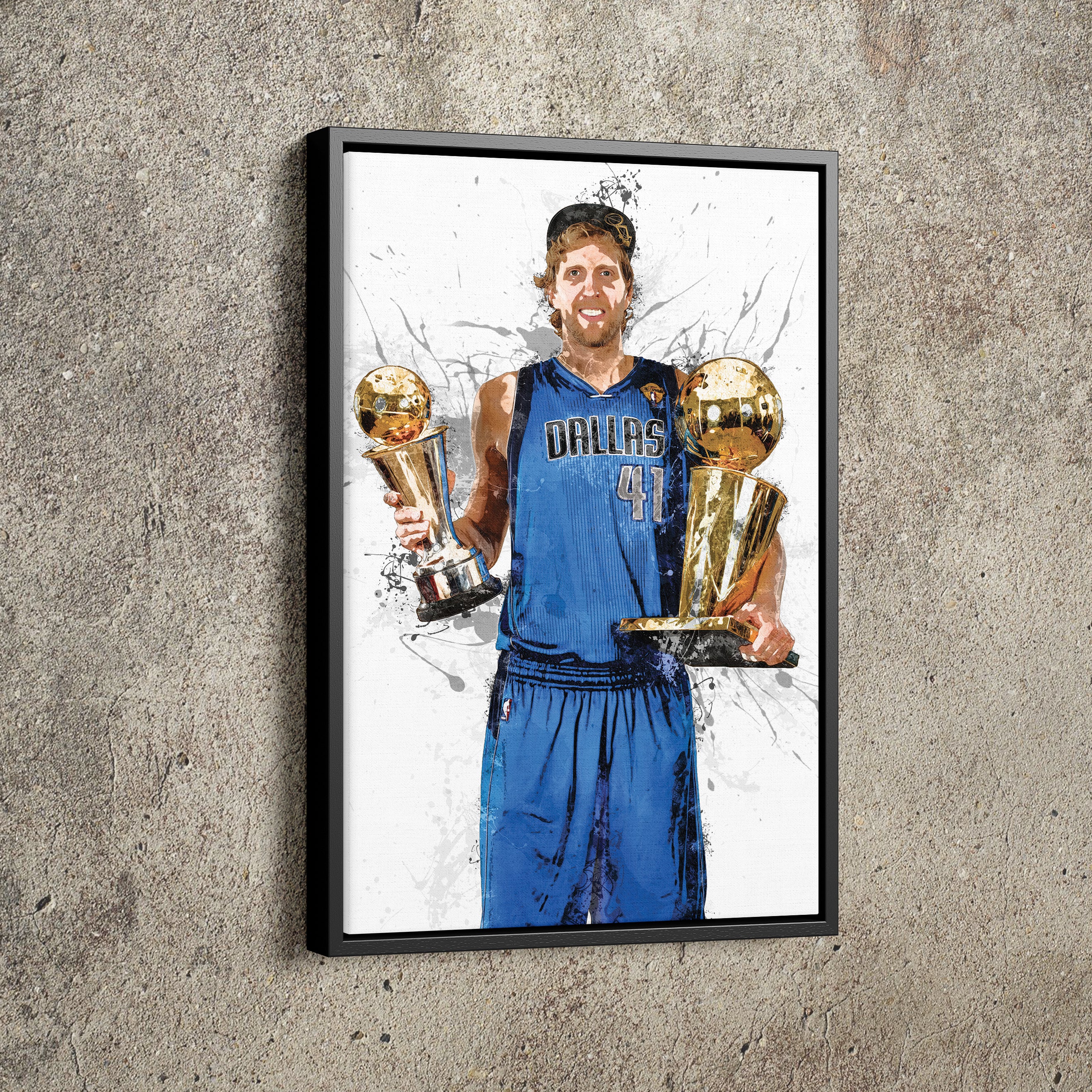 Dirk Nowitzki Championship Poster Dallas Mavericks Basketball Hand Mad –  CanvasBlackArt