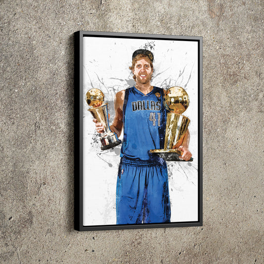Dirk Nowitzki Championship Poster Dallas Mavericks Basketball Hand Made Posters Canvas Print Kids Wall Art Man Cave Gift Home Decor