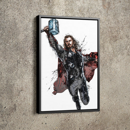 Thor Poster Marvel Superhero Comics Painting Hand Made Posters Canvas Print Kids Wall Art Man Cave Gift Home Decor
