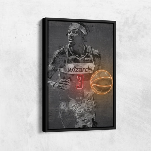 Bradley Beal Poster Graffiti Neon Washington Wizards NBA Hand Made Poster Canvas Print Kids Wall Art Man Cave Gift Home Decor