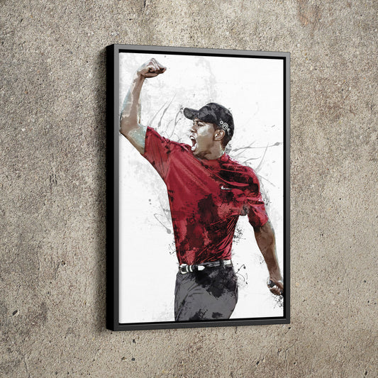 Tiger Woods Poster Masters Celebration Painting Golf Hand Made Posters Canvas Print Kids Wall Art Man Cave Gift Home Decor