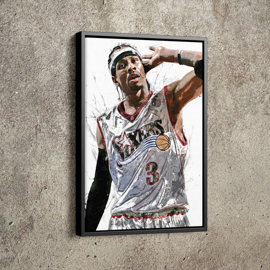 Allen Iverson Art Poster Philadelphia 76ers Basketball Hand Made Posters Canvas Print Kids Wall Art Man Cave Gift Home Decor