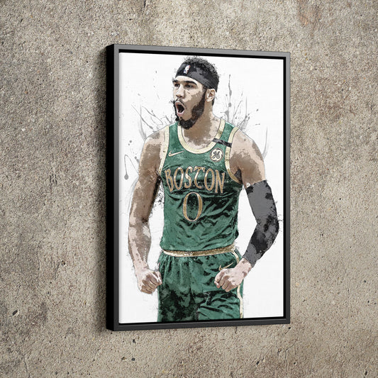 Jayson Tatum Poster Boston Celtics Basketball Painting Hand Made Posters Canvas Print Kids Wall Art Man Cave Gift Home Decor