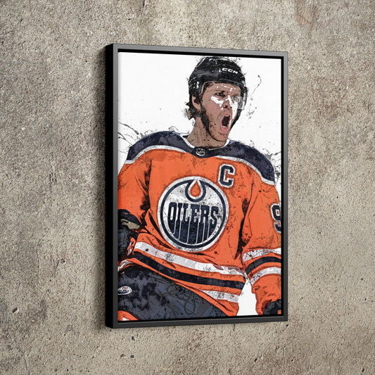 Connor McDavid Poster Edmonton Oilers Ice Hockey Painting Hand Made Posters Canvas Print Kids Wall Art Home Man Cave Gift Decor