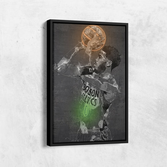 Jayson Tatum Poster Graffiti Neon Boston Celtics Basketball Hand Made Poster Canvas Print Kids Wall Art Man Cave Gift Home Decor