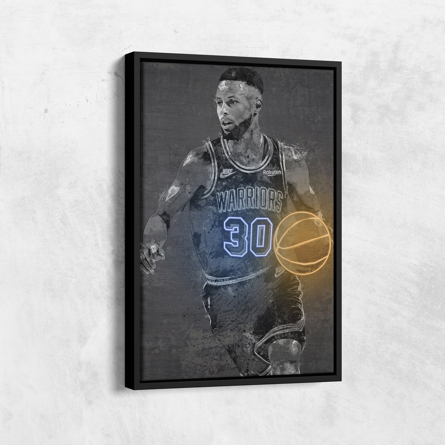 Stephen Curry Poster Graffiti Neon Golden State Warriors NBA Hand Made Poster Canvas Print Kids Wall Art Man Cave Gift Home Decor