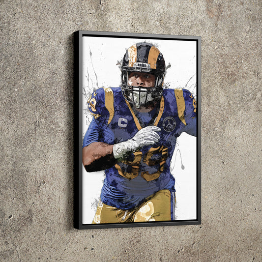 Aaron Donald Poster Los Angeles Rams Painting Football Hand Made Posters Canvas Print Kids Wall Art Home Man Cave Gift Decor