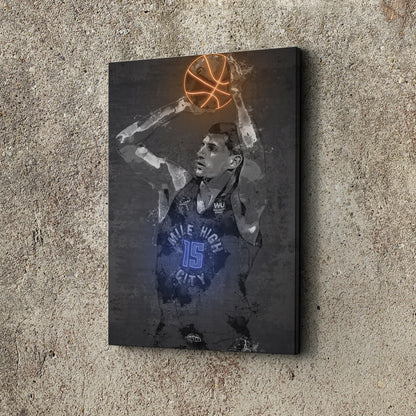 Nikola Jokic Poster Graffiti Neon Denver Nuggets NBA Hand Made Poster Canvas Print Kids Wall Art Man Cave Gift Home Decor