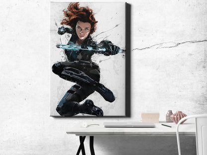 Black Widow Poster Marvel Superhero Comics Painting Hand Made Posters Canvas Print Kids Wall Art Man Cave Gift Home Decor