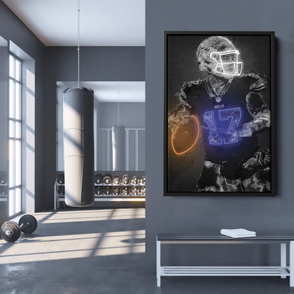 Josh Allen Graffiti Neon Buffalo Bills NFL Poster Canvas Print Kids Wall Art Man Cave Gift Home Decor