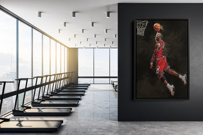 Michael Jordan Illustration Slam Dunk Poster Chicago Bulls Basketball Hand Made Posters Canvas Print Kids Wall Art Home Man Cave Gift Decor