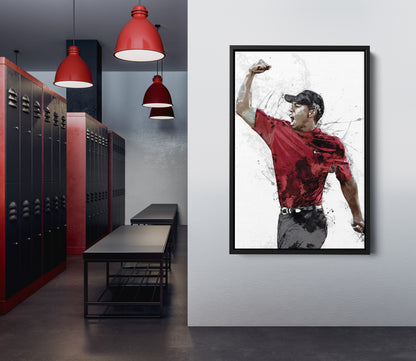 Tiger Woods Poster Masters Celebration Painting Golf Hand Made Posters Canvas Print Kids Wall Art Man Cave Gift Home Decor