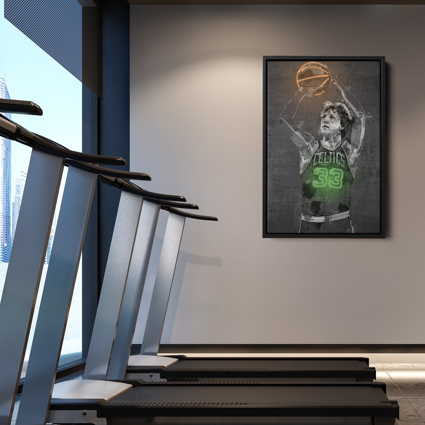 Larry Bird Poster Graffiti Neon Boston Celtics NBA Hand Made Poster Canvas Print Kids Wall Art Man Cave Gift Home Decor