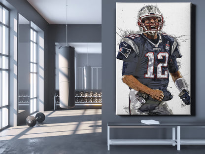 Tom Brady Poster New England Patriots Football Hand Made Posters Canvas Print Kids Wall Art Man Cave Gift Home Decor