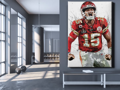 Patrick Mahomes Art Poster Kansas City Chiefs Football Hand Made Posters Canvas Print Kids Wall Art Man Cave Gift Home Decor