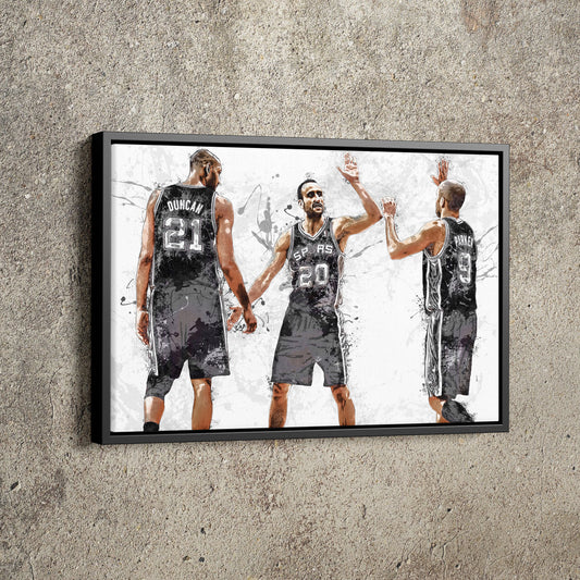 San Antonio Spurs Big 3 Poster Basketball Painting Hand Made Posters Canvas Print Kids Wall Art Home Man Cave Gift Decor