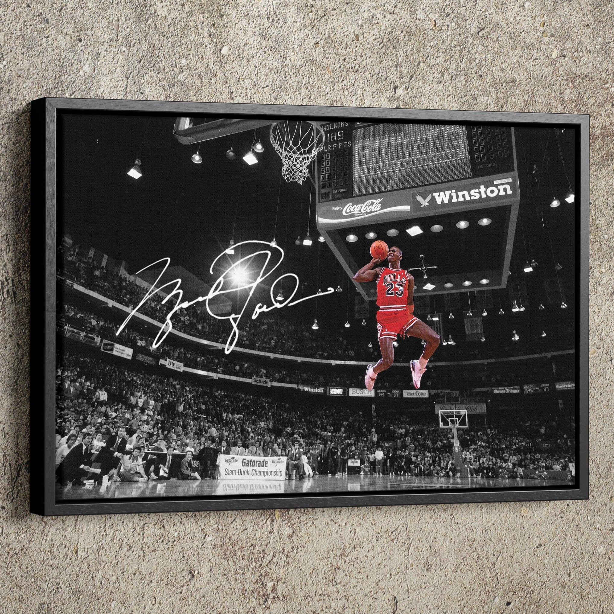 Michael Jordan Autographed Poster Slam Dunk Chicago Bulls Basketball H –  CanvasBlackArt