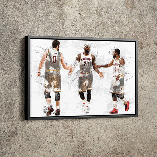 Cleveland Cavaliers Big 3 Poster Basketball Painting Hand Made Posters Canvas Print Kids Wall Art Home Man Cave Gift Decor