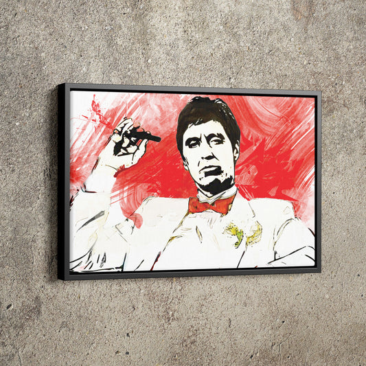 Scarface Poster Tony Montana Smoking Illustration Hand Made Posters Canvas Print Wall Art Home Decor